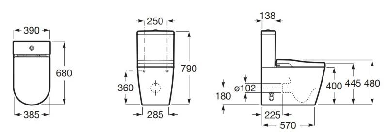 Roca Inspira Back-to-wall douchetoilet inkl. toiletsæde m/softclose Roca Inspira Back-to-wall douchetoilet inkl. toiletsæde m/softclose