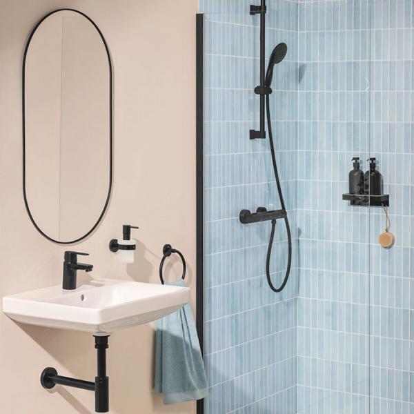 Grohe Get S h&aring;ndvaskarmatur Eco m/Koldstart og push-open bundventil - Mat sort