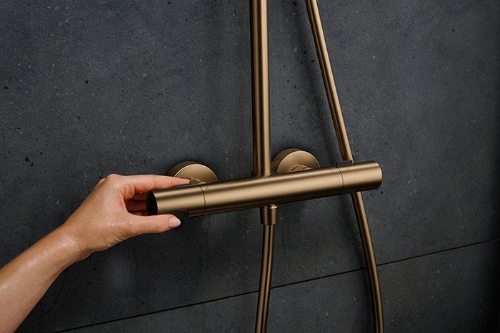 hansgrohe Pulsify S Puro 1jet & Tecturis komplet pakke til badev&aelig;relset - B&oslash;rstet bronze