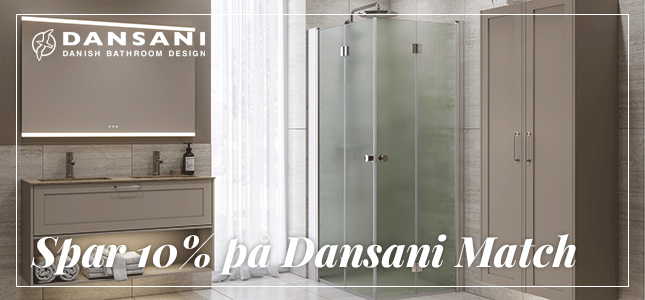 Spar 10% på Dansani Match brusevægge og brusedøre